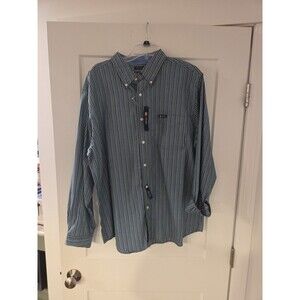#77 Chaps Mens XL Blue Plaid Long Sleeve Button Down Shirt Easy Care